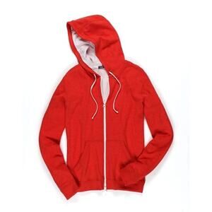 Vince Men's Orange Thermal Waffle Knit Jersey Lined Full‎ Zip Hoodie - Small